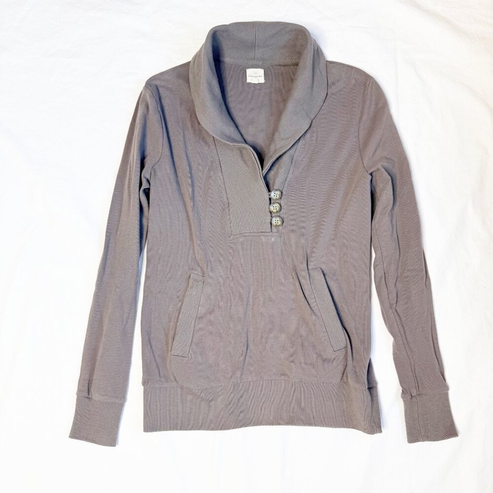 Banana Republic Taupe Womens Ribbed Henley Pullover Sweater Button Accent size S